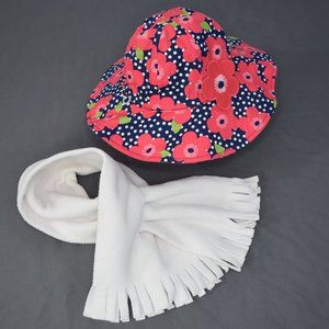 Gymboree ZeroXposur Girls Bucket Hat Scarf Lot Poppy Floral Navy Pink White 4-5T